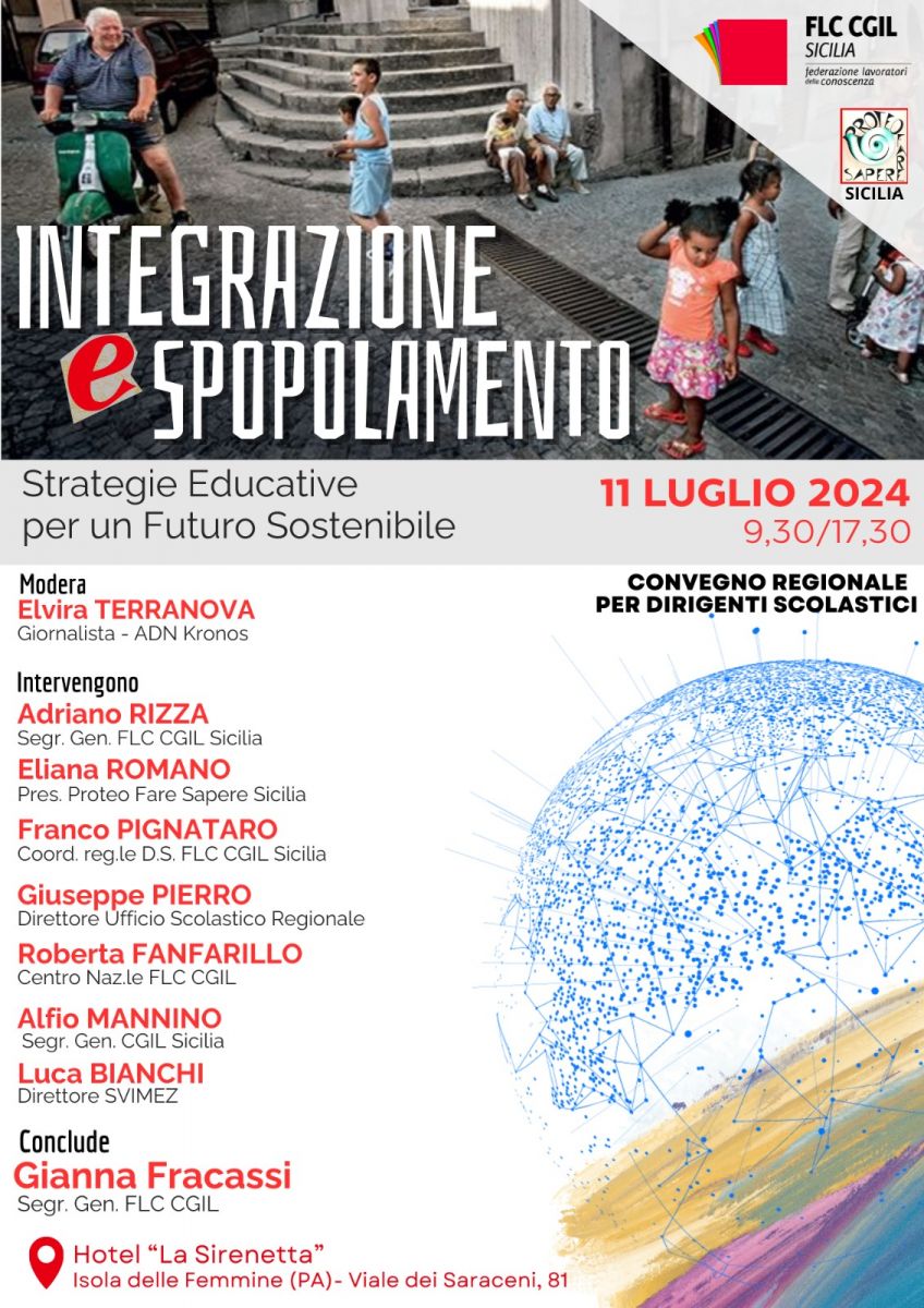 Scuola: Flc Cgil e Proteo Sicilia, seminario su integrazione e spopolamento a Palermo